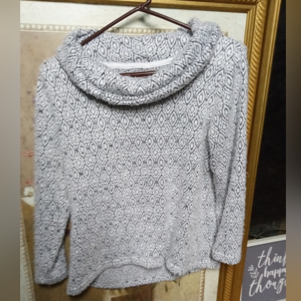 Chic Black and White Women's Cowl Neck Sweater